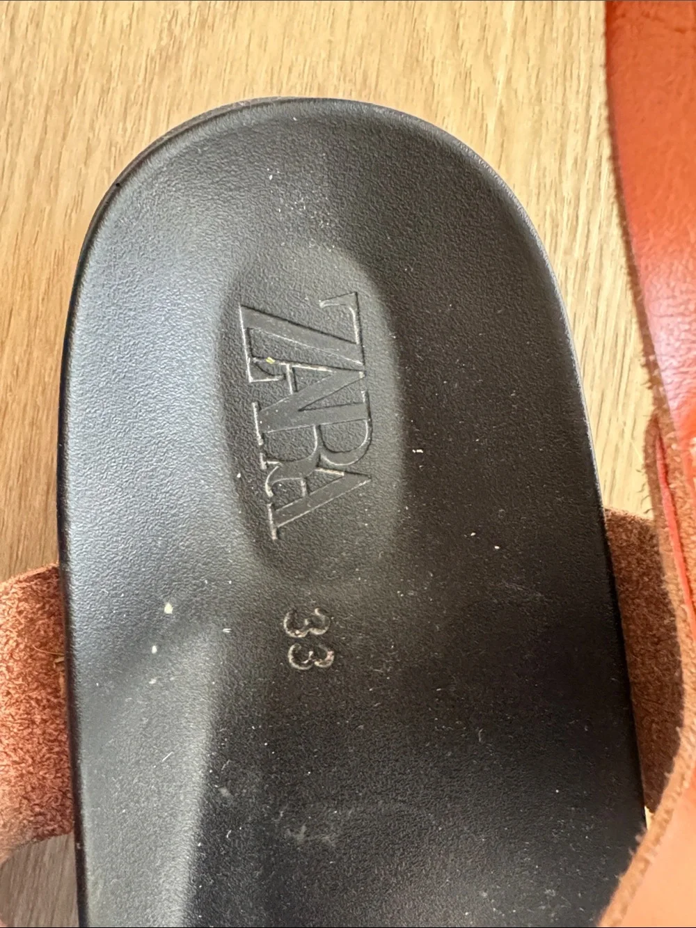 Zara Brown Leather Double-Buckle Kids Sandals Size 2